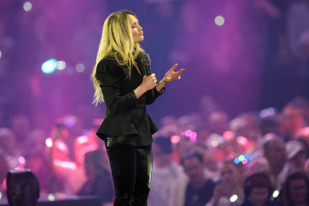 Schlagerchampions 2026 Das grosse Fest der Besten Helene Fischer German pop singer dressed all in black ARD ORF2 music show Schlagerchampions Das grosse Fest der Besten Hosted by Florian Silbereisen Live broadcast from January 10, 2026 from the Velodrom Berlin, Germany