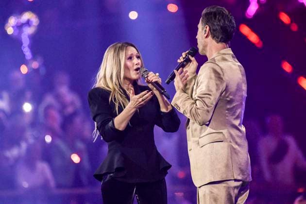 abb Florian Silbereisen presenter and Helene Fischer singer on stage at the ARD TV LIve program at the Schlagerchampions 2026 Das Grosse Fest der Besten on stage at the Velodrom on 10 01 2026 in Berlin Berlin Germany