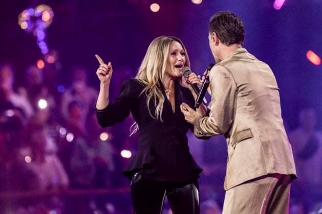 abb Florian Silbereisen presenter and Helene Fischer singer on stage at the ARD TV LIve program at the Schlagerchampions 2026 Das Grosse Fest der Besten on stage at the Velodrom on 10 01 2026 in Berlin Berlin Germany