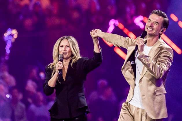 abb Florian Silbereisen presenter and Helene Fischer singer on stage at the ARD TV LIve program at the Schlagerchampions 2026 Das Grosse Fest der Besten on stage at the Velodrom on 10 01 2026 in Berlin Berlin Germany