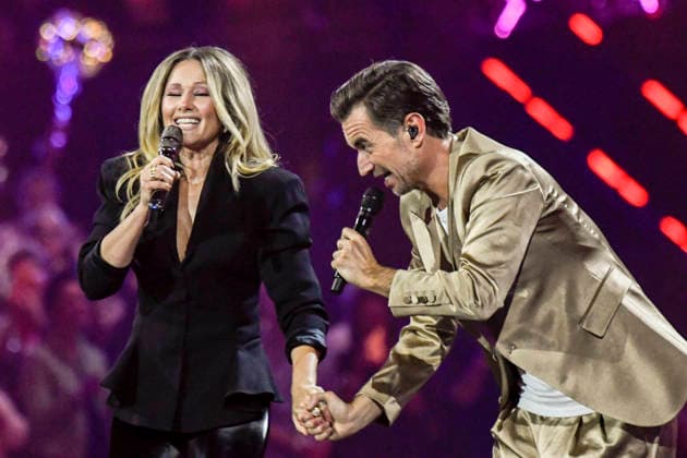 abb Florian Silbereisen presenter and Helene Fischer singer on stage at the ARD TV LIve program at the Schlagerchampions 2026 Das Grosse Fest der Besten on stage at the Velodrom on 10 01 2026 in Berlin Berlin Germany