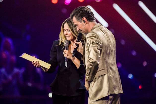 abb Florian Silbereisen presenter and Helene Fischer singer on stage at the ARD TV LIve program at the Schlagerchampions 2026 Das Grosse Fest der Besten on stage at the Velodrom on 10 01 2026 in Berlin Berlin Germany