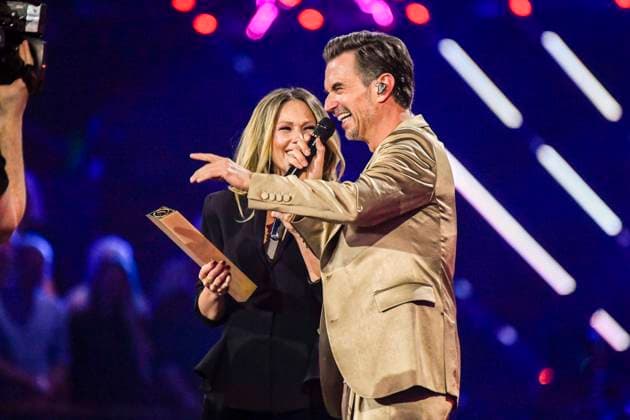 abb Florian Silbereisen presenter and Helene Fischer singer on stage at the ARD TV LIve program at the Schlagerchampions 2026 Das Grosse Fest der Besten on stage at the Velodrom on 10 01 2026 in Berlin Berlin Germany