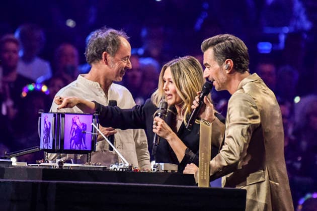 abb Frederic Braun Miniaturwunderland Florian Silbereisen presenter and Helene Fischer singer on stage at the ARD TV LIve show at the Schlagerchampions 2026 Das Grosse Fest der Besten on stage at the Velodrom on 10 01 2026 in Berlin Berlin Germany