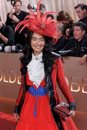 January 11, 2026, Beverly Hills, California, USA: Ayanat Ksenbai on the red carpet at the 83rd Annual Golden Globe Awards on Sunday, January 11, 2026, at the Beverly Hilton in Beverly Hills, California. BURT HARRIS BNS PI Beverly Hills USA - ZUMAp124 20260111_zaa_p124_071 Copyright: xBurtxHarrisx