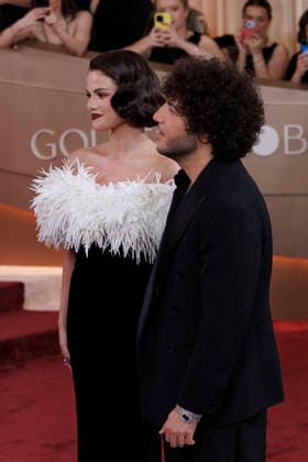 January 11, 2026, Beverly Hills, California, USA: Selena Gomez and Benny Blanco on the red carpet at the 83rd Annual Golden Globe Awards on Sunday, January 11, 2026, at the Beverly Hilton in Beverly Hills, California. BURT HARRIS BNS PI Beverly Hills USA - ZUMAp124 20260111_zaa_p124_116 Copyright: xBurtxHarrisx