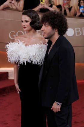 January 11, 2026, Beverly Hills, California, USA: Selena Gomez and Benny Blanco on the red carpet at the 83rd Annual Golden Globe Awards on Sunday, January 11, 2026, at the Beverly Hilton in Beverly Hills, California. BURT HARRIS BNS PI Beverly Hills USA - ZUMAp124 20260111_zaa_p124_117 Copyright: xBurtxHarrisx