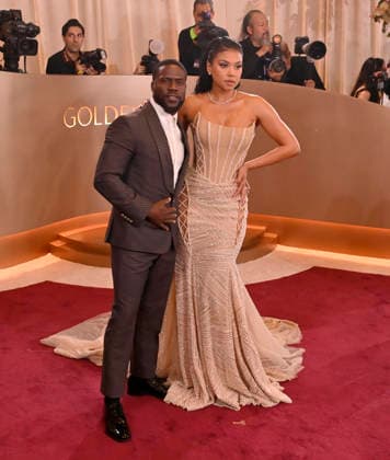 Eniko Hart and Kevin Hart attend the 83rd annual Golden Globe Awards at the Beverly Hilton Hotel in Beverly Hills, California on Sunday, January 11, 2026.  LAP20260111375 JIMxRUYMEN