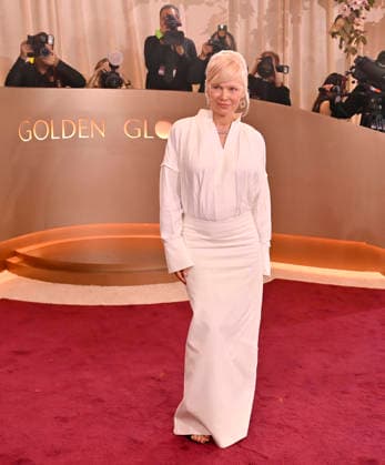 Pamela Anderson attends the 83rd annual Golden Globe Awards at the Beverly Hilton Hotel in Beverly Hills, California on Sunday, January 11, 2026.  LAP20260111387 JIMxRUYMEN