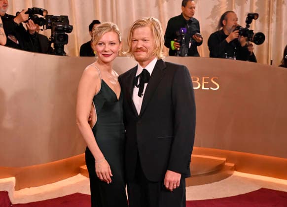 Kirsten Dunst and Jesse Plemons attend the 83rd annual Golden Globe Awards at the Beverly Hilton Hotel in Beverly Hills, California on Sunday, January 11, 2026.  LAP20260111428 JIMxRUYMEN