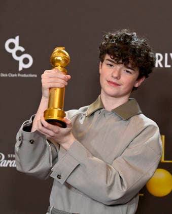 Owen Cooper appears backstage after winning the award for Best Performance by a Male Actor in a Supporting Role on Television award for Adolescence during the 83rd annual Golden Globe Awards at the Beverly Hilton in Beverly Hills, California on Sunday, January 11, 2026.  LAP20260111204 JIMxRUYMEN