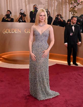 Elle Fanning attends the 83rd annual Golden Globe Awards at the Beverly Hilton Hotel in Beverly Hills, California on Sunday, January 11, 2026.  LAP20260111441 JIMxRUYMEN