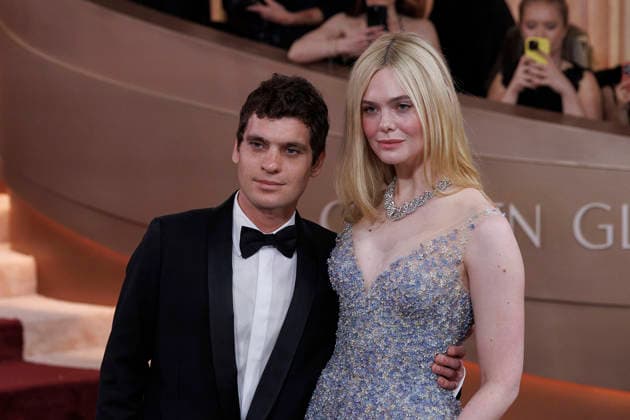 January 11, 2026, Beverly Hills, California, USA: Elle Fanning and Gus Wenner on the red carpet at the 83rd Annual Golden Globe Awards on Sunday, January 11, 2026, at the Beverly Hilton in Beverly Hills, California. BURT HARRIS BNS PI Beverly Hills USA - ZUMAp124 20260111_zaa_p124_298 Copyright: xBurtxHarrisx