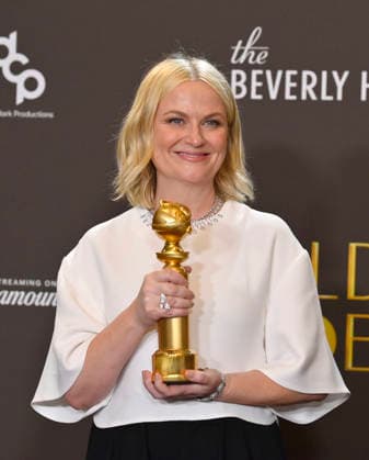 Amy Poehler appears backstage after winning the award for Best Podcast award for Good Hang with Amy Poehler during the 83rd annual Golden Globe Awards at the Beverly Hilton in Beverly Hills, California on Sunday, January 11, 2026.  LAP2026011226 JIMxRUYMEN