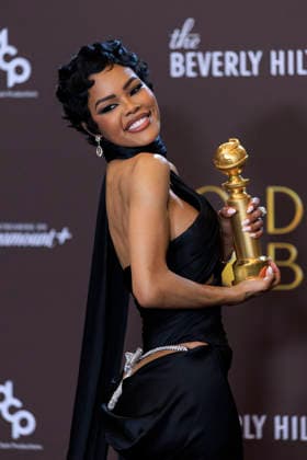 January 11, 2026, Beverly Hills, California, USA: Teyana Taylor in the press room during the 83rd Annual Golden Globe Awards on Sunday, January 11, 2026, at the Beverly Hilton in Beverly Hills, California. ARIANA RUIZ BNS PI Beverly Hills USA - ZUMAp124 20260111_zaa_p124_329 Copyright: xArianaxRuizx