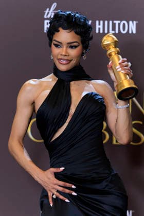 January 11, 2026, Beverly Hills, California, USA: Teyana Taylor in the press room during the 83rd Annual Golden Globe Awards on Sunday, January 11, 2026, at the Beverly Hilton in Beverly Hills, California. ARIANA RUIZ BNS PI Beverly Hills USA - ZUMAp124 20260111_zaa_p124_343 Copyright: xArianaxRuizx