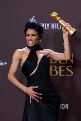 January 11, 2026, Beverly Hills, California, USA: Teyana Taylor in the press room during the 83rd Annual Golden Globe Awards on Sunday, January 11, 2026, at the Beverly Hilton in Beverly Hills, California. ARIANA RUIZ BNS PI Beverly Hills USA - ZUMAp124 20260111_zaa_p124_346 Copyright: xArianaxRuizx