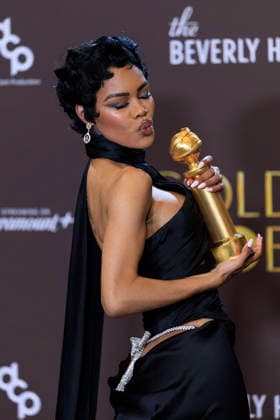 January 11, 2026, Beverly Hills, California, USA: Teyana Taylor in the press room during the 83rd Annual Golden Globe Awards on Sunday, January 11, 2026, at the Beverly Hilton in Beverly Hills, California. ARIANA RUIZ BNS PI Beverly Hills USA - ZUMAp124 20260111_zaa_p124_347 Copyright: xArianaxRuizx