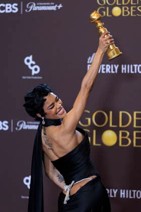 January 11, 2026, Beverly Hills, California, USA: Teyana Taylor in the press room during the 83rd Annual Golden Globe Awards on Sunday, January 11, 2026, at the Beverly Hilton in Beverly Hills, California. ARIANA RUIZ BNS PI Beverly Hills USA - ZUMAp124 20260111_zaa_p124_348 Copyright: xArianaxRuizx