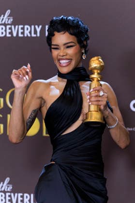 January 11, 2026, Beverly Hills, California, USA: Teyana Taylor in the press room during the 83rd Annual Golden Globe Awards on Sunday, January 11, 2026, at the Beverly Hilton in Beverly Hills, California. ARIANA RUIZ BNS PI Beverly Hills USA - ZUMAp124 20260111_zaa_p124_353 Copyright: xArianaxRuizx