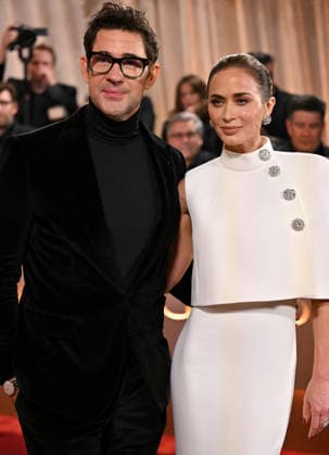 John Krasinski and Emily Blunt attend the 83rd annual Golden Globe Awards at the Beverly Hilton Hotel in Beverly Hills, California on Sunday, January 11, 2026.  LAP20260111531 CHRISxCHEW