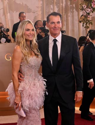 Molly Sims and Scott Stuber attend the 83rd annual Golden Globe Awards at the Beverly Hilton Hotel in Beverly Hills, California on Sunday, January 11, 2026.  LAP20260111539 JIMxRUYMEN
