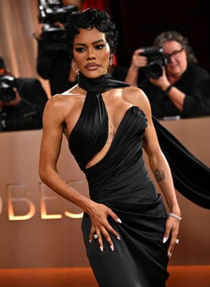Teyana Taylor attends the 83rd annual Golden Globe Awards at the Beverly Hilton Hotel in Beverly Hills, California on Sunday, January 11, 2026.  LAP20260111557 CHRISxCHEW