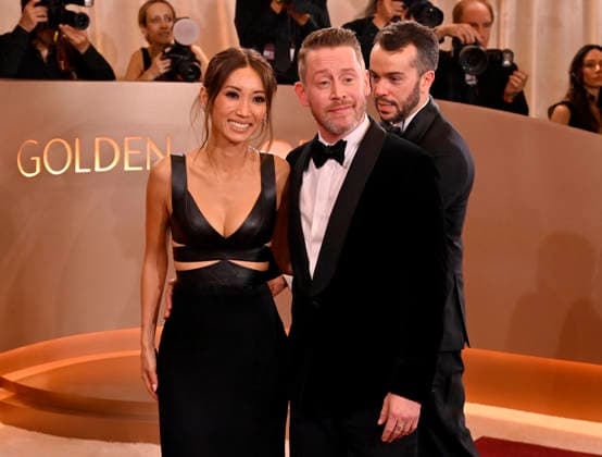 Brenda Song and Macaulay Culkin attend the 83rd annual Golden Globe Awards at the Beverly Hilton Hotel in Beverly Hills, California on Sunday, January 11, 2026.  LAP20260111527 JIMxRUYMEN