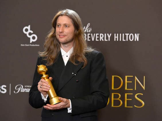 Ludwig Göransson appears backstage after winning the award for Best Original Score - Motion Picture and Cinematic and Box Office Achievement awards for Sinners during the 83rd annual Golden Globe Awards at the Beverly Hilton in Beverly Hills, California on Sunday, January 11, 2026.  LAP20260111280 JIMxRUYMEN