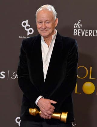 Stellan Skarsgard appears backstage after winning the award for Best Performance by a Male Actor in a Supporting Role in any Motion Picture award for Sentimental Value during the 83rd annual Golden Globe Awards at the Beverly Hilton in Beverly Hills, California on Sunday, January 11, 2026.  LAP20260111281 JIMxRUYMEN