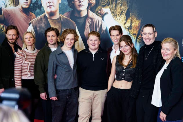 Andreas Pietschmann, Jannik Schümann, Levi Brandl, Julius Weckauf, Nevio Wendt, Tim Dünschede with cast and crew at the premiere of the movie Die drei Toteninsel at Mathäser Filmpalast Munich, 11 01 2026 Foto:xN.xKolinzx xFuturexImagex fragezeichen_6104