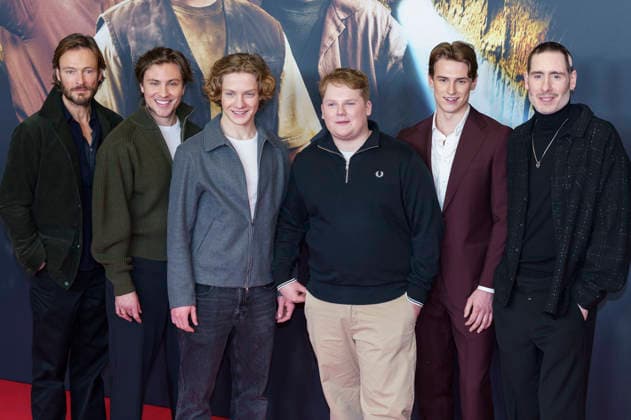 Andreas Pietschmann, Jannik Schümann, Levi Brandl, Julius Weckauf, Nevio Wendt and Tim Dünschede at the premiere of the movie Die drei Toteninsel at Mathäser Filmpalast Munich, 11 01 2026 Foto:xN.xKolinzx xFuturexImagex fragezeichen_6106