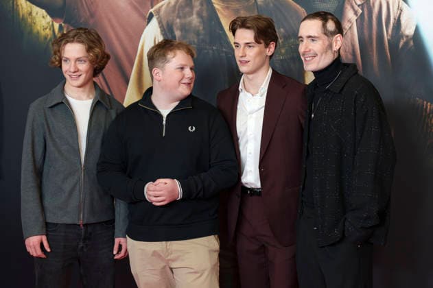 Levi Brandl, Julius Weckauf, Nevio Wendt and Tim Dünschede at the premiere of the movie Die drei Toteninsel at Mathäser Filmpalast Munich, 11 01 2026 Foto:xN.xKolinzx xFuturexImagex fragezeichen_6140
