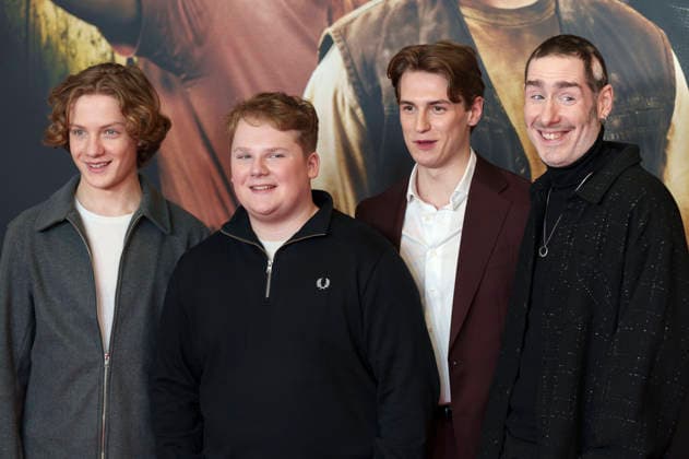 Levi Brandl, Julius Weckauf, Nevio Wendt and Tim Dünschede at the premiere of the movie Die drei Toteninsel at Mathäser Filmpalast Munich, 11 01 2026 Foto:xN.xKolinzx xFuturexImagex fragezeichen_6141