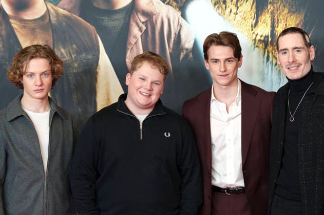 Levi Brandl, Julius Weckauf, Nevio Wendt and Tim Dünschede at the premiere of the movie Die drei Toteninsel at Mathäser Filmpalast Munich, 11 01 2026 Foto:xN.xKolinzx xFuturexImagex fragezeichen_6143