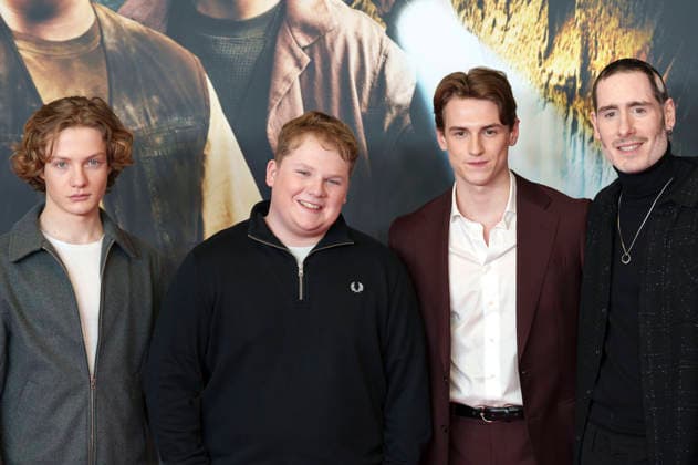 Levi Brandl, Julius Weckauf, Nevio Wendt and Tim Dünschede at the premiere of the movie Die drei Toteninsel at Mathäser Filmpalast Munich, 11 01 2026 Foto:xN.xKolinzx xFuturexImagex fragezeichen_6144
