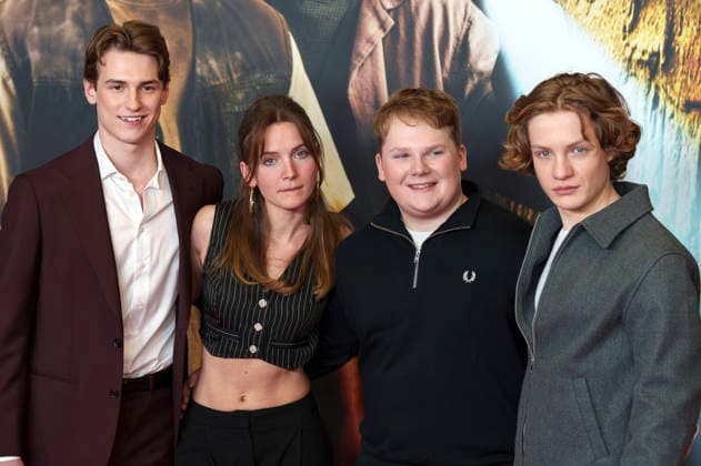 Nevio Wendt, Momo Beier, Julius Weckauf and Levi Brandl at the premiere of the movie Die drei Toteninsel at Mathäser Filmpalast Munich, 11 01 2026 Foto:xN.xKolinzx xFuturexImagex fragezeichen_6152