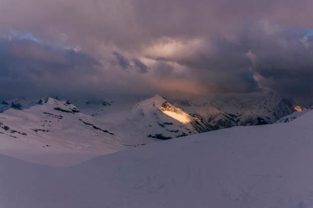 Creative Highlights World Light illuminates a mountain in the Northern Rockies of Canada. Canada, British Columbia, Golden CR_XICZ260110-1901394-01