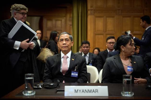 Mr. Ko Ko Hlaing, Myanmar s Minister of International Cooperation, spoke at the first hearing at the International Court in The Hague, The Netherlands, of Justice in which Myanmar is accused of committing genocide against the country s Muslim minority, the Rohingya, January 12, 2026. Gambia filed the genocide case in 2019 in cooperation with the Organization of Islamic Cooperation. PHIL NIJHUIS ANP netherlands out - belgium out  Copyright: xx x547268538x originalFilename: 547268538.jpg