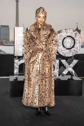 abb Tanzyn Crawford wears fur coat and cap at the photo call for the launch of HBO Max A Knight of the Seven Kingdoms of the US fantasy series my munus degrees on the wintry roof terrace of the Humboldt Forum Berlin on 12 01 2026 Berlin Germany