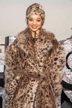 abb Tanzyn Crawford wears fur coat and cap at the photo call for the launch of HBO Max A Knight of the Seven Kingdoms of the US fantasy series my munus degrees on the wintry roof terrace of the Humboldt Forum Berlin on 12 01 2026 Berlin Germany