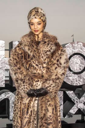 abb Tanzyn Crawford wears fur coat and cap at the photo call for the launch of HBO Max A Knight of the Seven Kingdoms of the US fantasy series my munus degrees on the wintry roof terrace of the Humboldt Forum Berlin on 12 01 2026 Berlin Germany