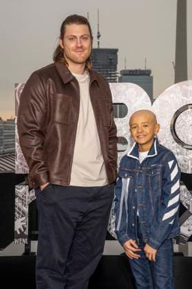 abb Peter Claffey and Dexter Sol Ansell at the photocall for the launch of HBO Max A Knight of the Seven Kingdoms of the US fantasy series mein munus Grad on the wintry roof terrace of the Humboldt Forum Berlin on 12 01 2026 Berlin Germany