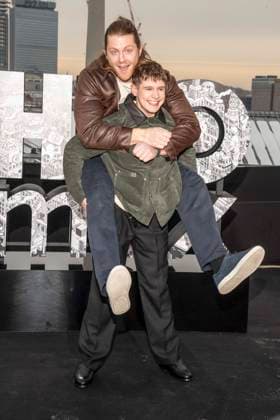 abb Peter Claffey and Shaun Thomas at the photo call for the launch of HBO Max A Knight of the Seven Kingdoms of the US fantasy series mein munus Grad on the wintry roof terrace of the Humboldt Forum Berlin on 12 01 2026 Berlin Germany