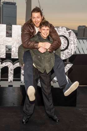 abb Peter Claffey and Shaun Thomas at the photo call for the launch of HBO Max A Knight of the Seven Kingdoms of the US fantasy series mein munus Grad on the wintry roof terrace of the Humboldt Forum Berlin on 12 01 2026 Berlin Germany