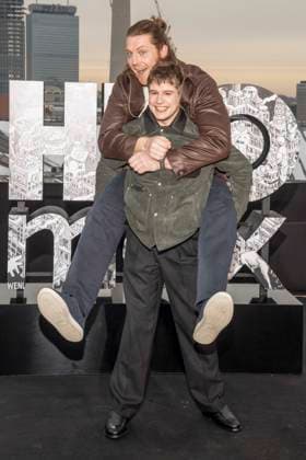 abb Peter Claffey and Shaun Thomas at the photo call for the launch of HBO Max A Knight of the Seven Kingdoms of the US fantasy series mein munus Grad on the wintry roof terrace of the Humboldt Forum Berlin on 12 01 2026 Berlin Germany