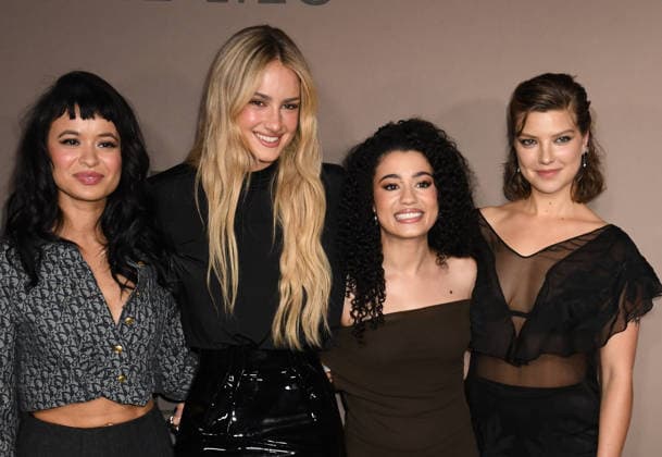 NEW YORK, NY - JANUARY 12: Sonia Mena, Grace Van Patten, Alicia Crowder and Cat Missal at Hulu™s Season 3 Tell Me Lies red carpet and Tastemaker event on January 12, 2026 at The Corner Store in New York City. Copyright: xMediaPunchx