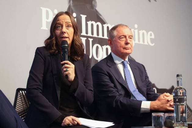 Florence. Inauguration of Pitti Immagine 109 Fashion, Economy. Pictured is Sara Funaro with Minister Adolfo Urso. Giuseppe Cabras New Press Photo  Copyright: x xipa-agency.netx xNewxPressxPhotox IPA_Agency_IPA70014159