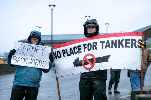 January 13, 2026, Prince Rupert, Bc, CANADA: Protesters outside of where Prime Minister Mark Carney is meeting with Coastal First Nations Leaders in Prince Rupert, B.C. on Tuesday, January 13, 2026. Prince Rupert CANADA  - ZUMAc35_ 20260113_zaf_c35_005 Copyright: xAaronxWhitfieldx