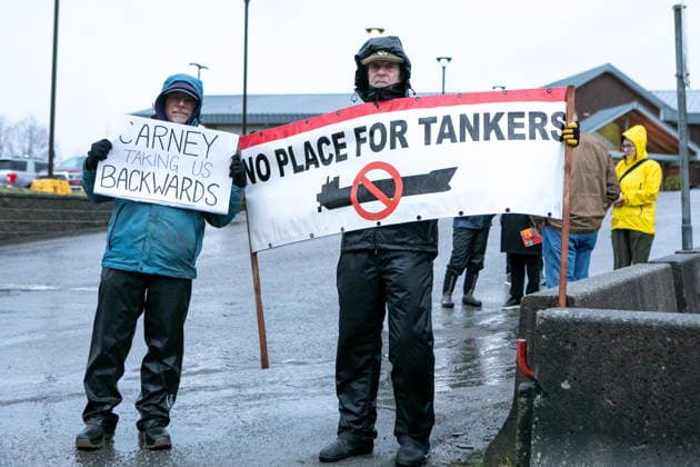 January 13, 2026, Prince Rupert, Bc, CANADA: Protesters outside of where Prime Minister Mark Carney is meeting with Coastal First Nations Leaders in Prince Rupert, B.C. on Tuesday, January 13, 2026. Prince Rupert CANADA  - ZUMAc35_ 20260113_zaf_c35_004 Copyright: xAaronxWhitfieldx